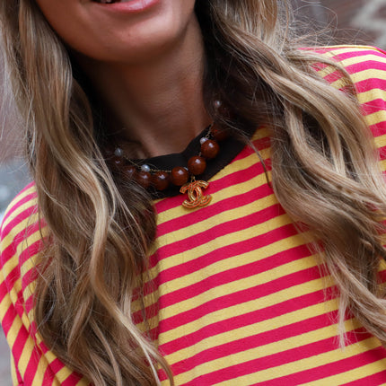 Bowie streep top roze geel