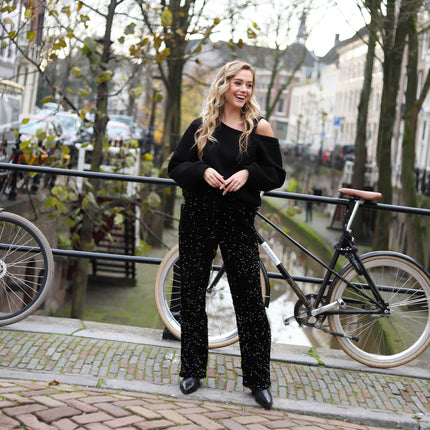 Kam wide broek zwart