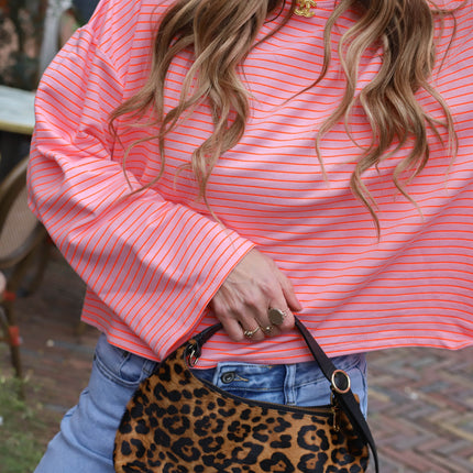 Lieke streep top roze oranje