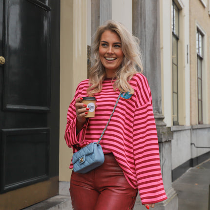 Smile streep top roze