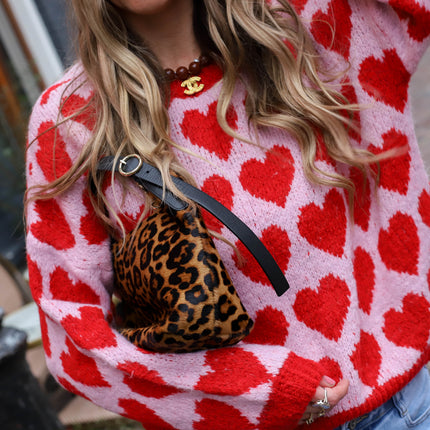 Trui oversized hearts roze rood