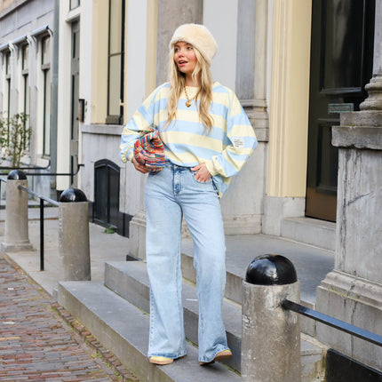 Oversized sweater perfect geel blauw