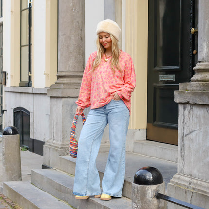 Leopard Lisa sweater oranje roze