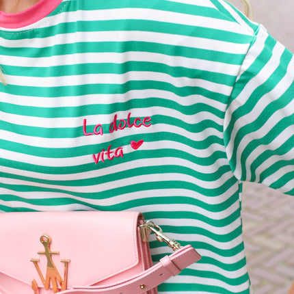 Dolce Vita streep joggingset groen wit