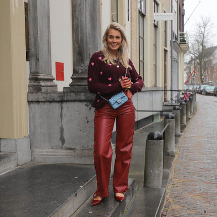 Hartjes vest lange mouw burgundy