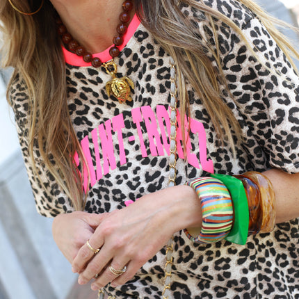Saint tropez shirt leopard roze