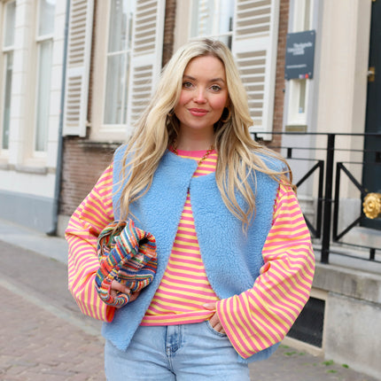 Tina teddy gilet blauw