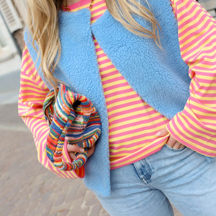 Tina teddy gilet blauw