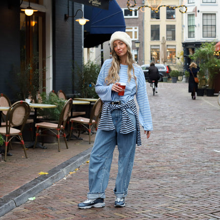 Candy streep top dubbel blauw