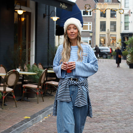 Candy streep top dubbel blauw