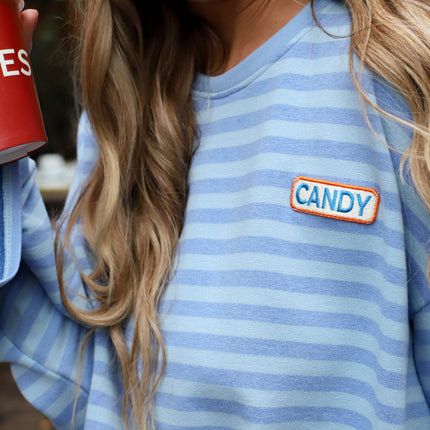 Candy streep top dubbel blauw