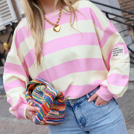 Oversized sweater perfect geel roze