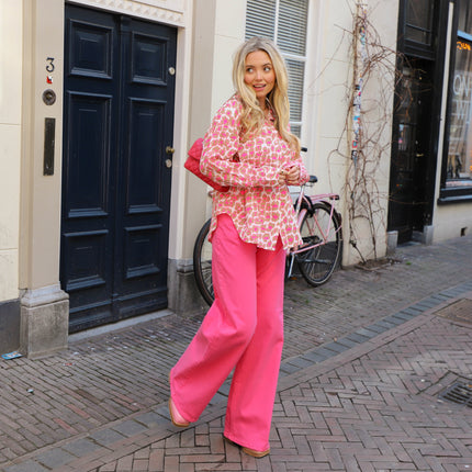 Vala wide denim jeans pink