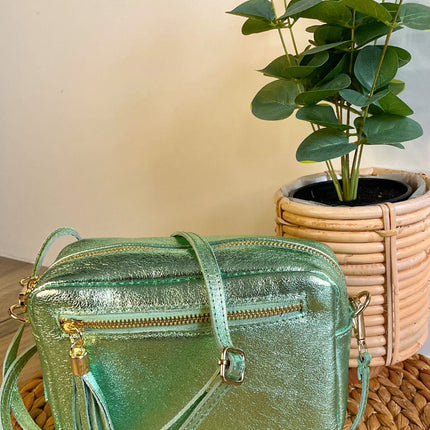 UNICORN Women's shoulder bag leather glossy pink green one size