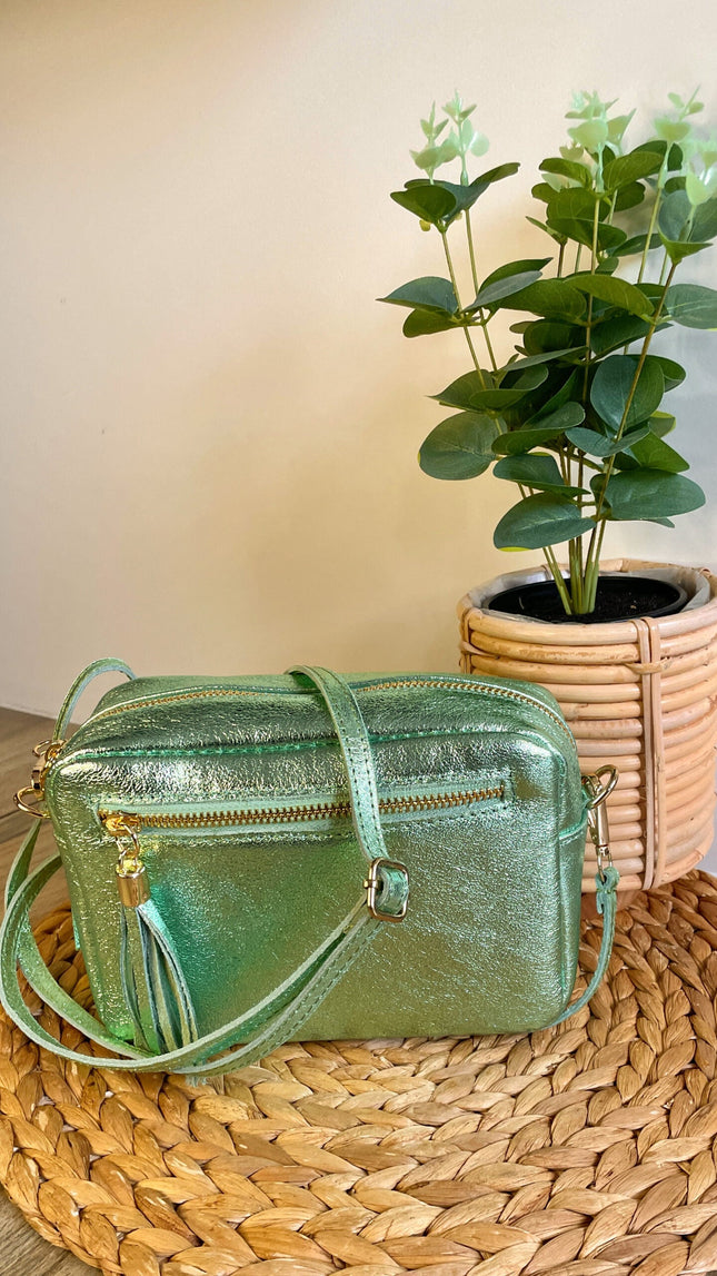 UNICORN Women's shoulder bag leather glossy pink green one size