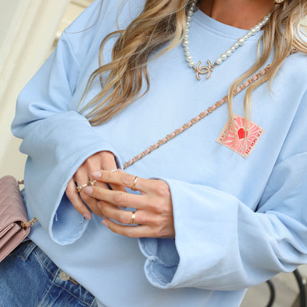 Soleil patch shirt blauw