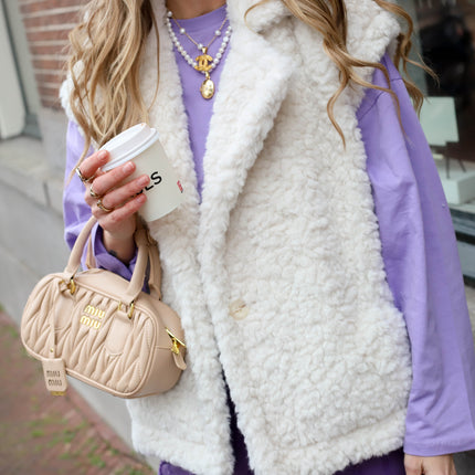 Soft teddy gilet off white