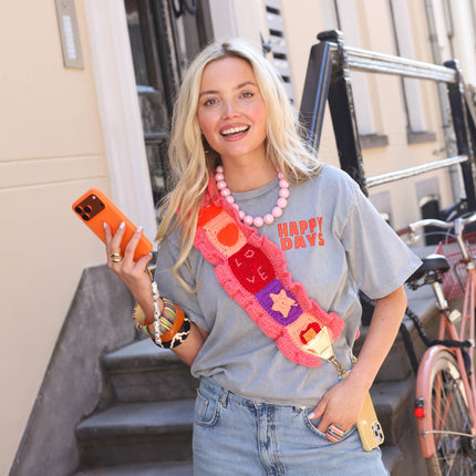 Happy Days tee grijs oranje