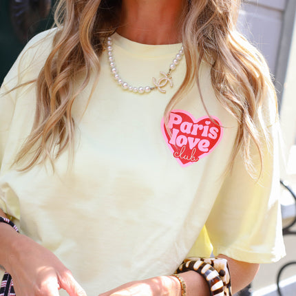 Paris love tee geel