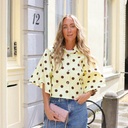 Polkadot oversized blouse geel