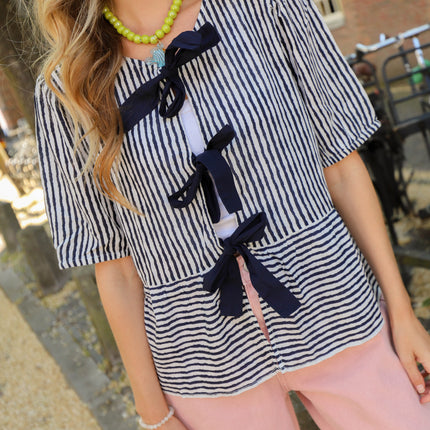 Talvalina strik blouse cloud maritime