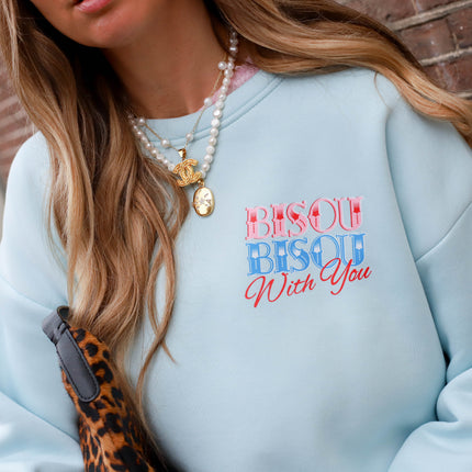 Bisous bisous sweater blauw