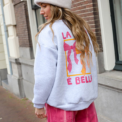 Fiocco strik sweater grijs
