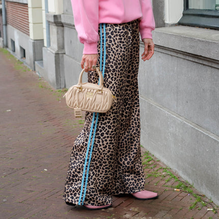 Leopard pantalon lichtblauwe bies