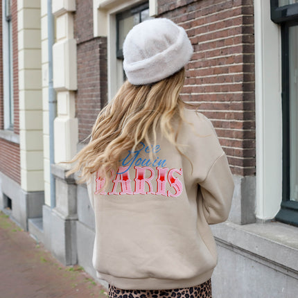 Bisous bisous sweater beige