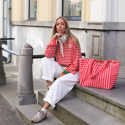Streep sjaal beige