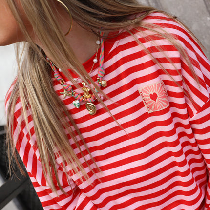 Soleil patch shirt roze rood