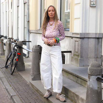 Tops paars cashmere leopard