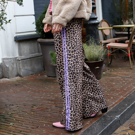 Leopard pantalon light paarse bies