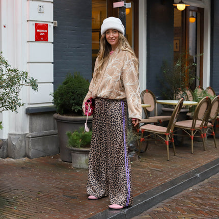 Leopard pantalon light paarse bies