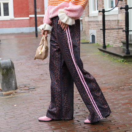 Leopard pantalon roze bies