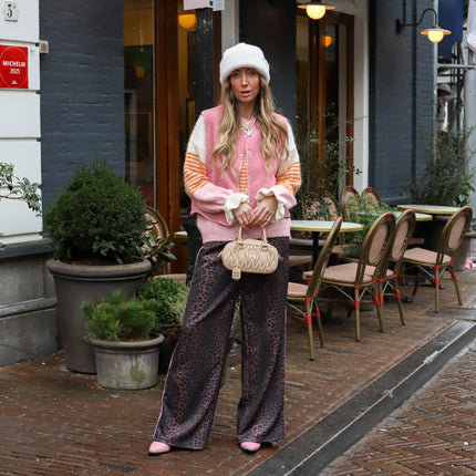 Leopard pantalon roze bies