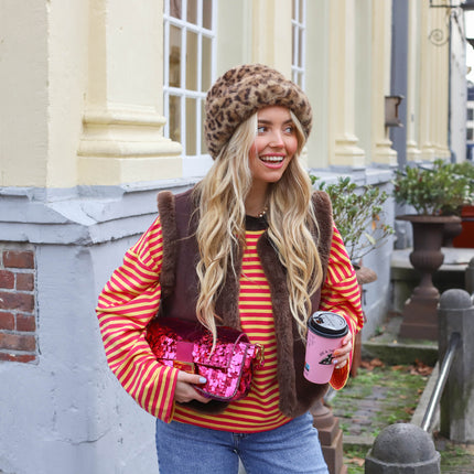 Bowie streep top roze geel