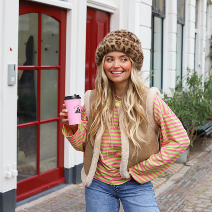 Bowie streep top roze groen