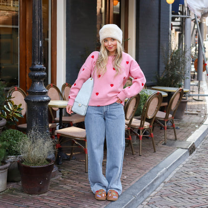 YAS Alia button wide jeans light blue