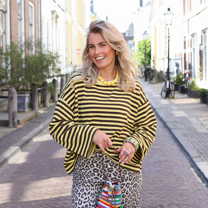 Lora top geel bruin