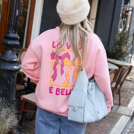 Fiocco strik sweater roze