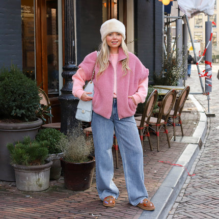 YAS Alia button wide jeans light blue
