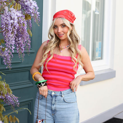 Top streep roze ruffle