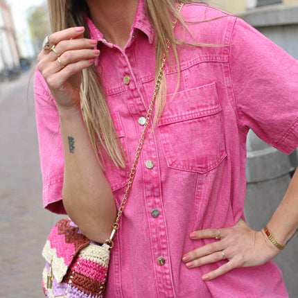 Denim dress roze