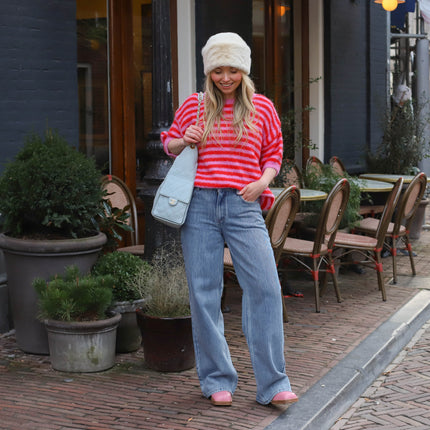 Ammy streep knit roze rood