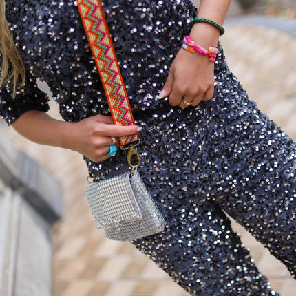 Kam wide broek zwart paars