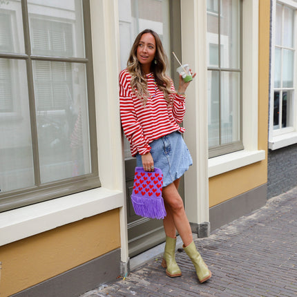 Charlie streep sweater roze rood