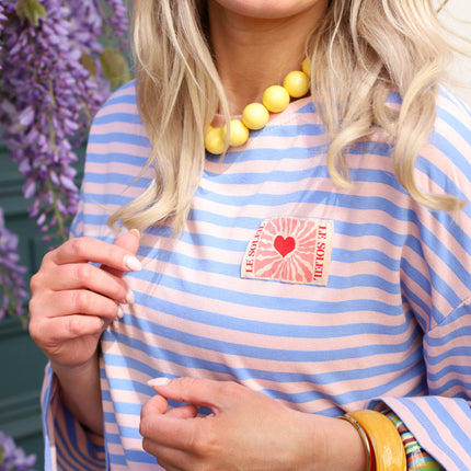 Soleil patch shirt roze blauw