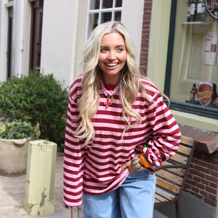 Lilou top burgundy roze