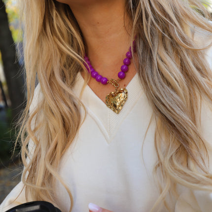 Colored small necklace paars